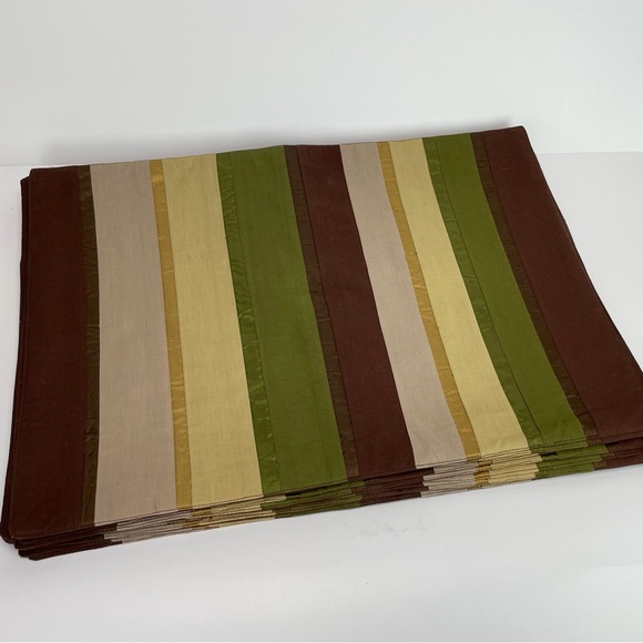 Milli Home Burnt Stripe Placemats Set 12 100% Cotton Designed by Marsha Cutler - Picture 5 of 10